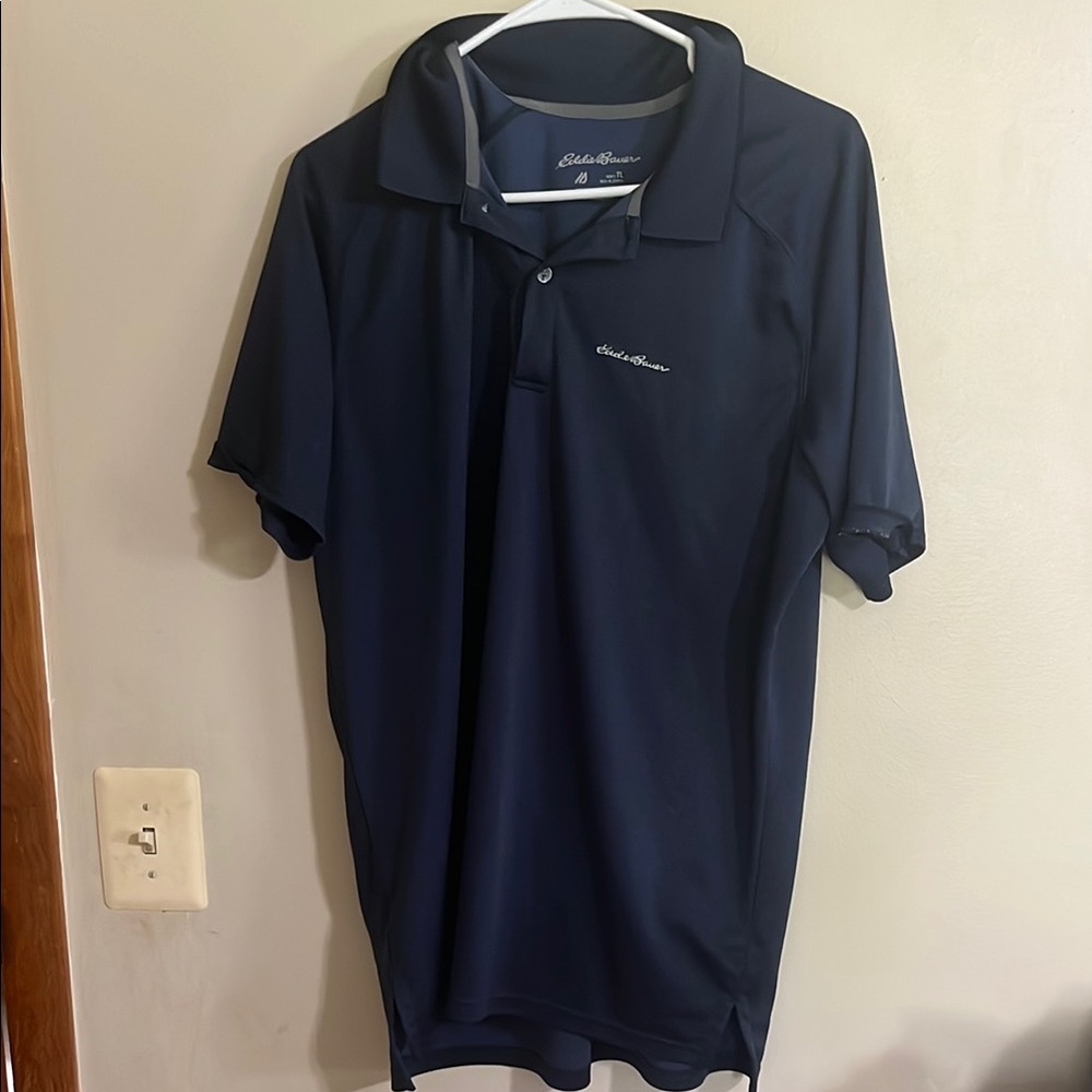 Eddie Bauer Men’s Tall Large Blue Polo Shirt Classic Short Sleeve